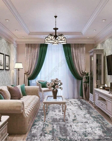 Ковер турецкий 23319-940 GRAND (Полиэстер, зеленый, серый)