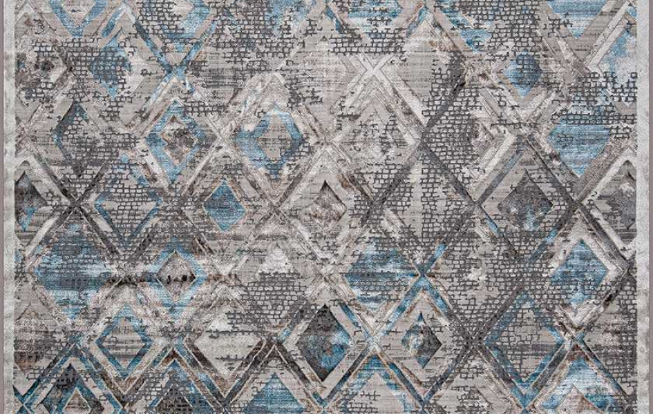 Геометрический ковер с ромбами 37910A STAN BLUE FLS / BEIGE FLS Roma
